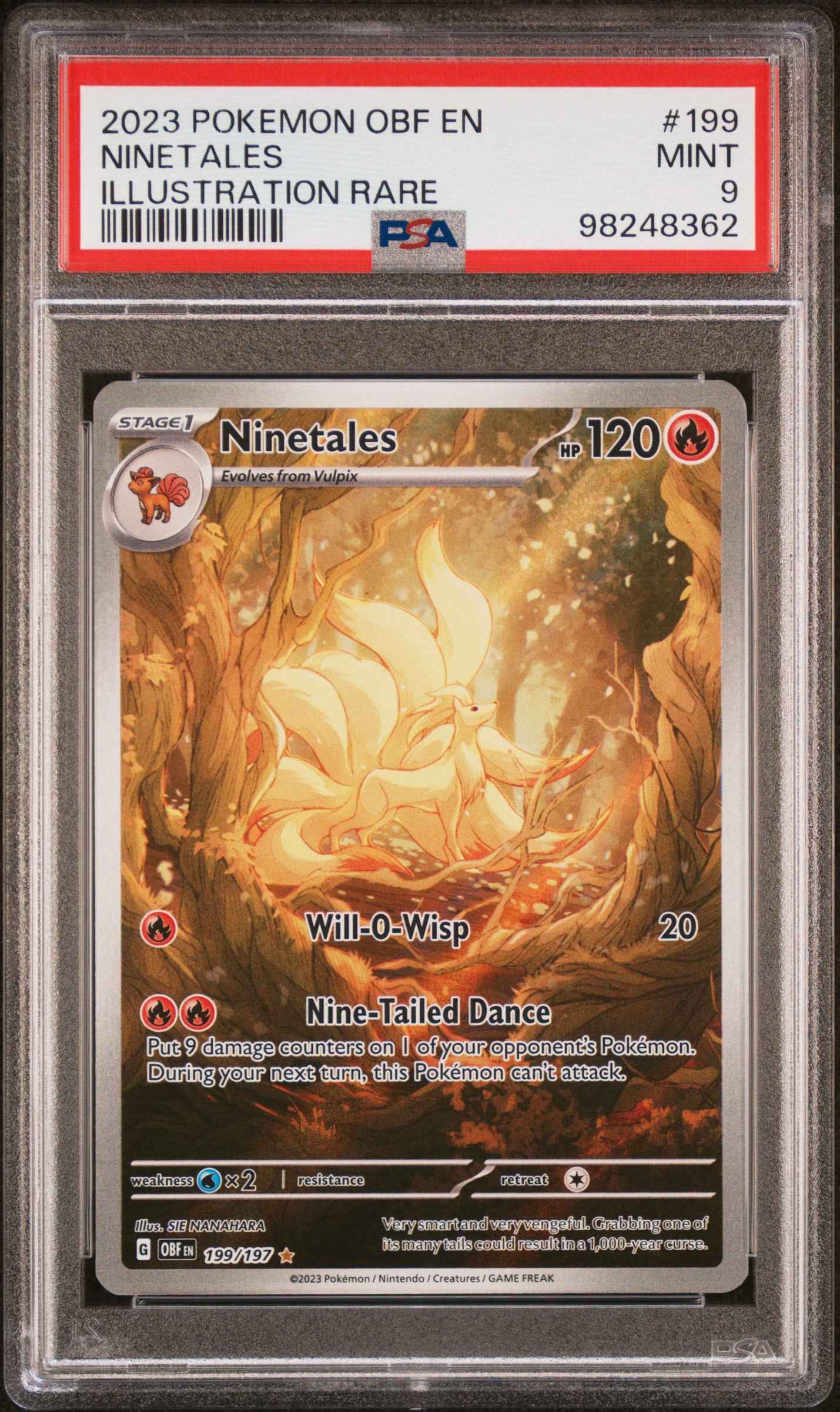 [PSA 9] Ninetales 199/197 Illustration Rare 2023 Pokémon OBF EN Obsidian Flames