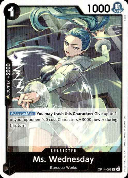 Ms. Wednesday OP14-083 The Azure Sea's Seven Release Event Cards One Piece NM