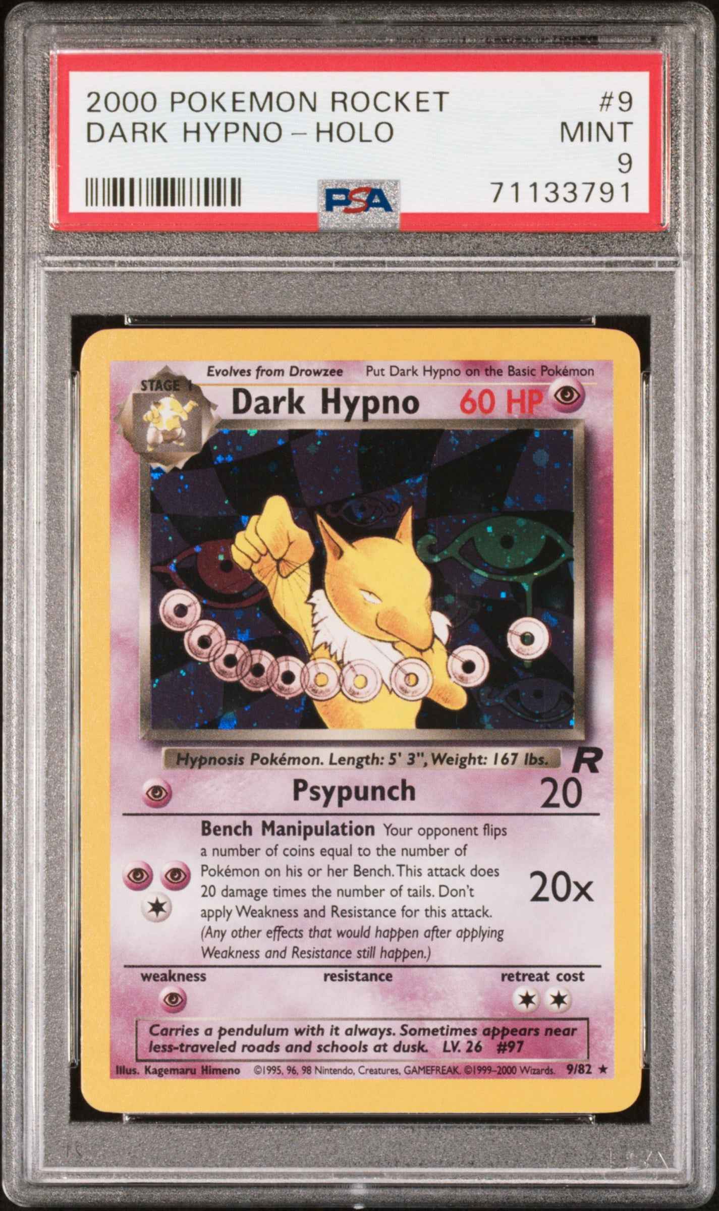 [PSA 9] Dark Hypno Holo 9/82 2000 Pokémon Rocket