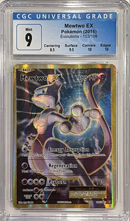 [CGC 9] Mewtwo EX 103/108 Ultra Rare Holo Full Art 2016 Pokémon Evolutions