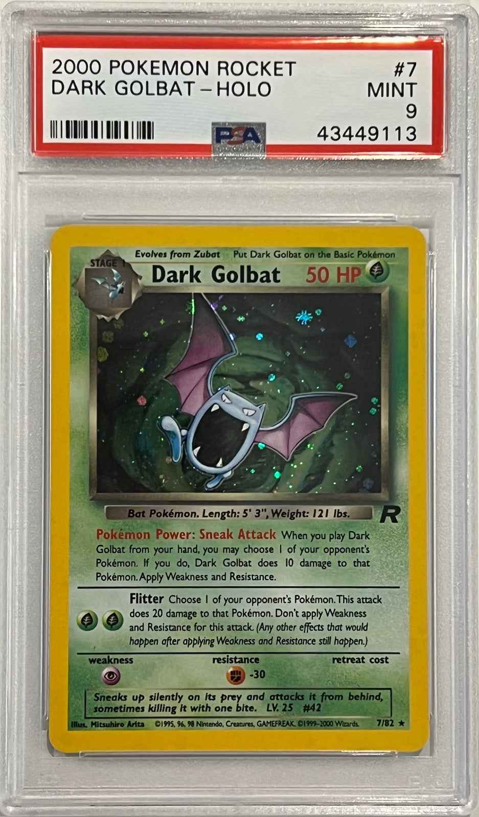 [PSA 9] Dark Golbat Holo 7/82 2000 Pokémon Rocket