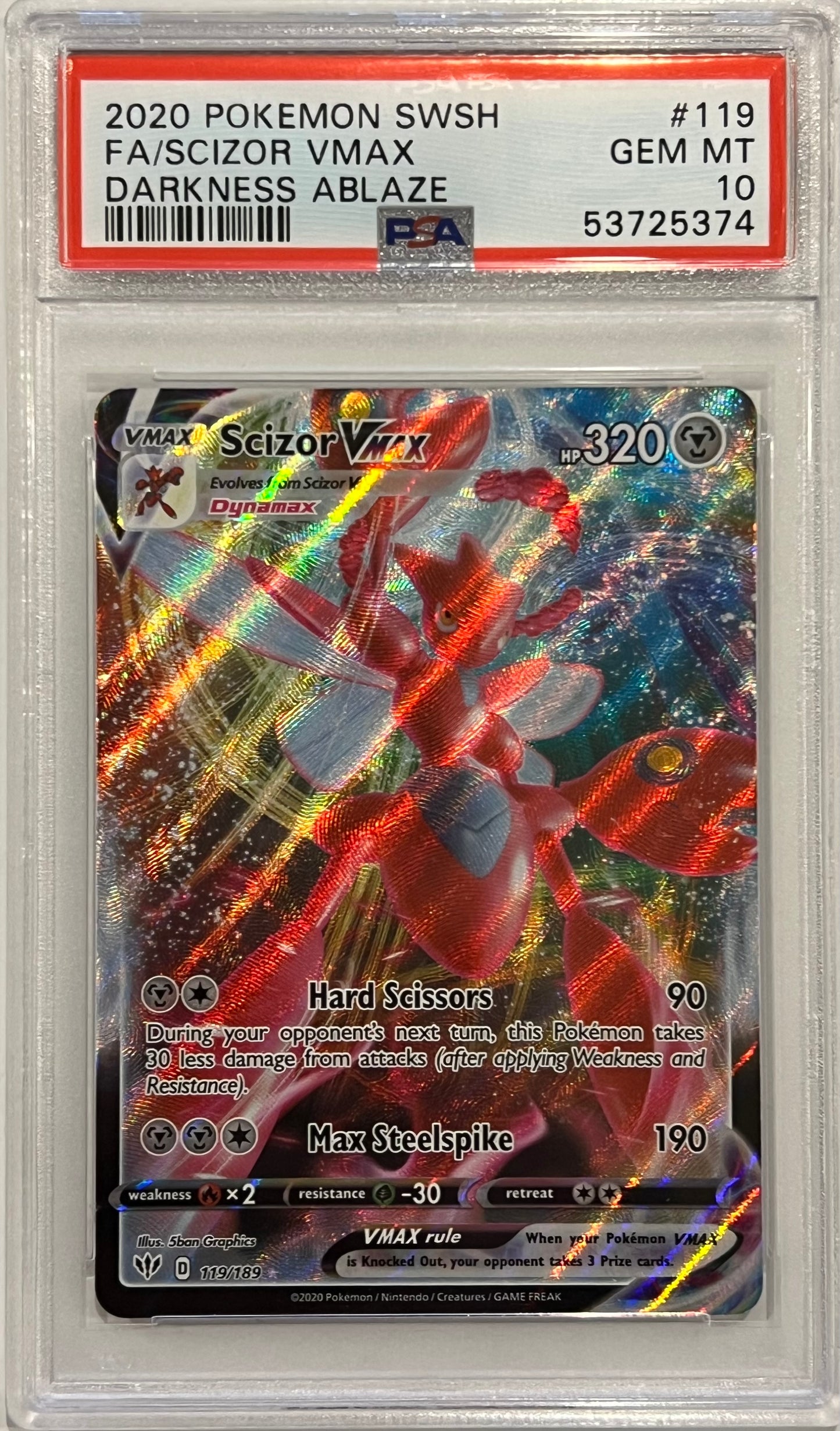 Scizor Vmax 119/189 Darkness Ablaze Pokemon PSA 10
