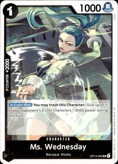 Ms. Wednesday OP14-083 The Azure Sea's Seven Release Event Cards One Piece NM