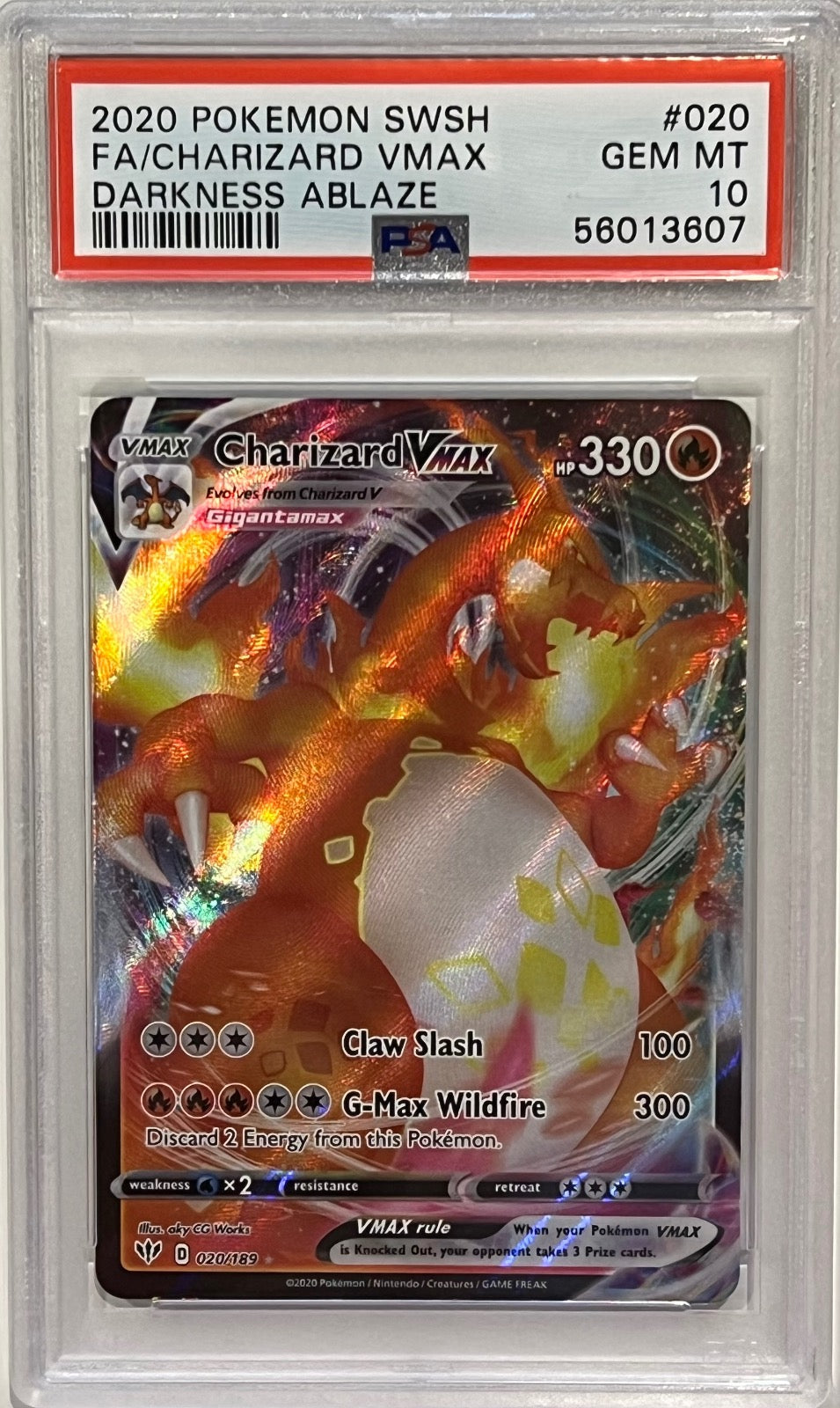 [PSA 10] Charizard Vmax 020/189 2020 Pokémon Sword & Shield Darkness Ablaze 
