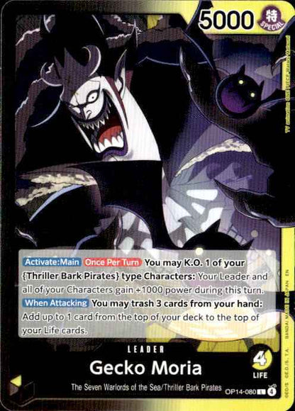 Gecko Moria OP14-080 Leader The Azure Sea's Seven One Piece Near Mint