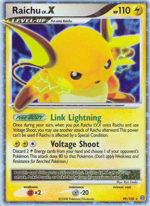 Raichu LV.X 99/100 Holo LV.X Rare Stormfront Pokemon Holo Near Mint