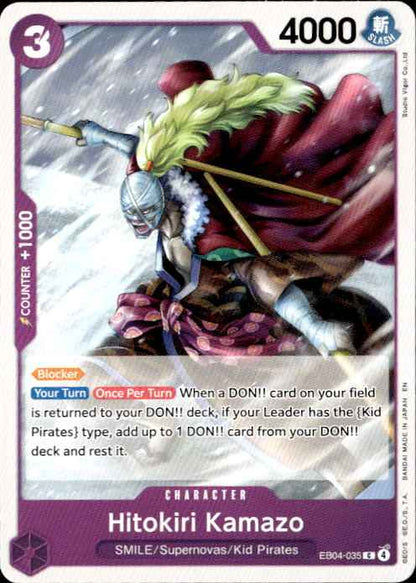 Hitokiri Kamazo EB04-035 The Azure Sea's Seven Release Event Cards One Piece NM