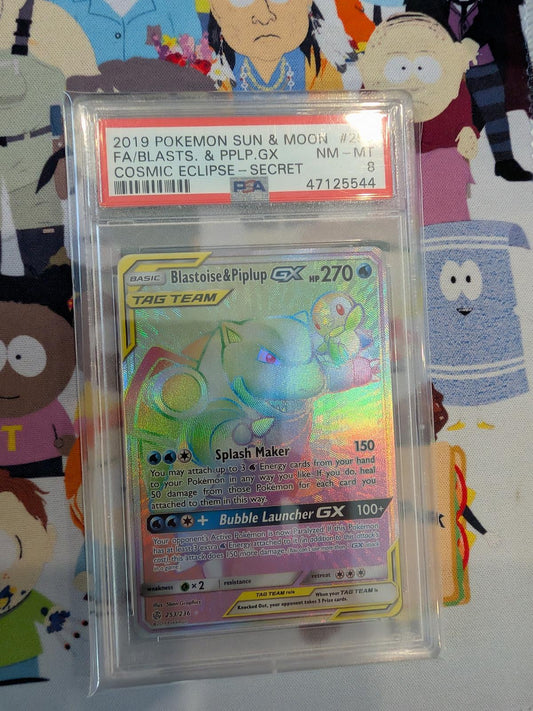 Blastoise & Piplup Gx 253/236 Secret Cosmic Eclipse Pokemon PSA 8