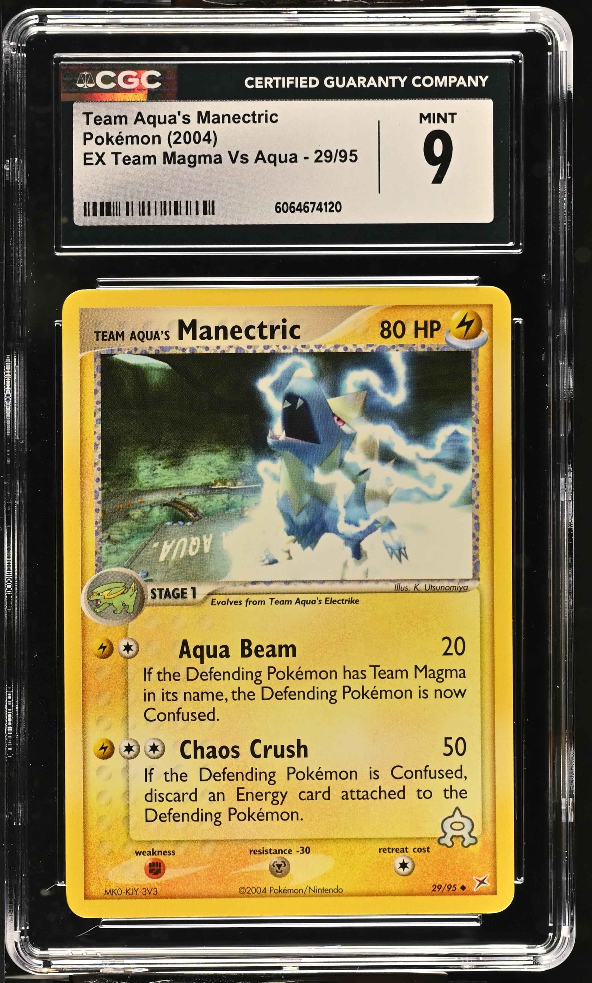 Team Aqua's Manectric 29/95 EX Team Magma Vs Aqua Pokemon CGC 9 Mint