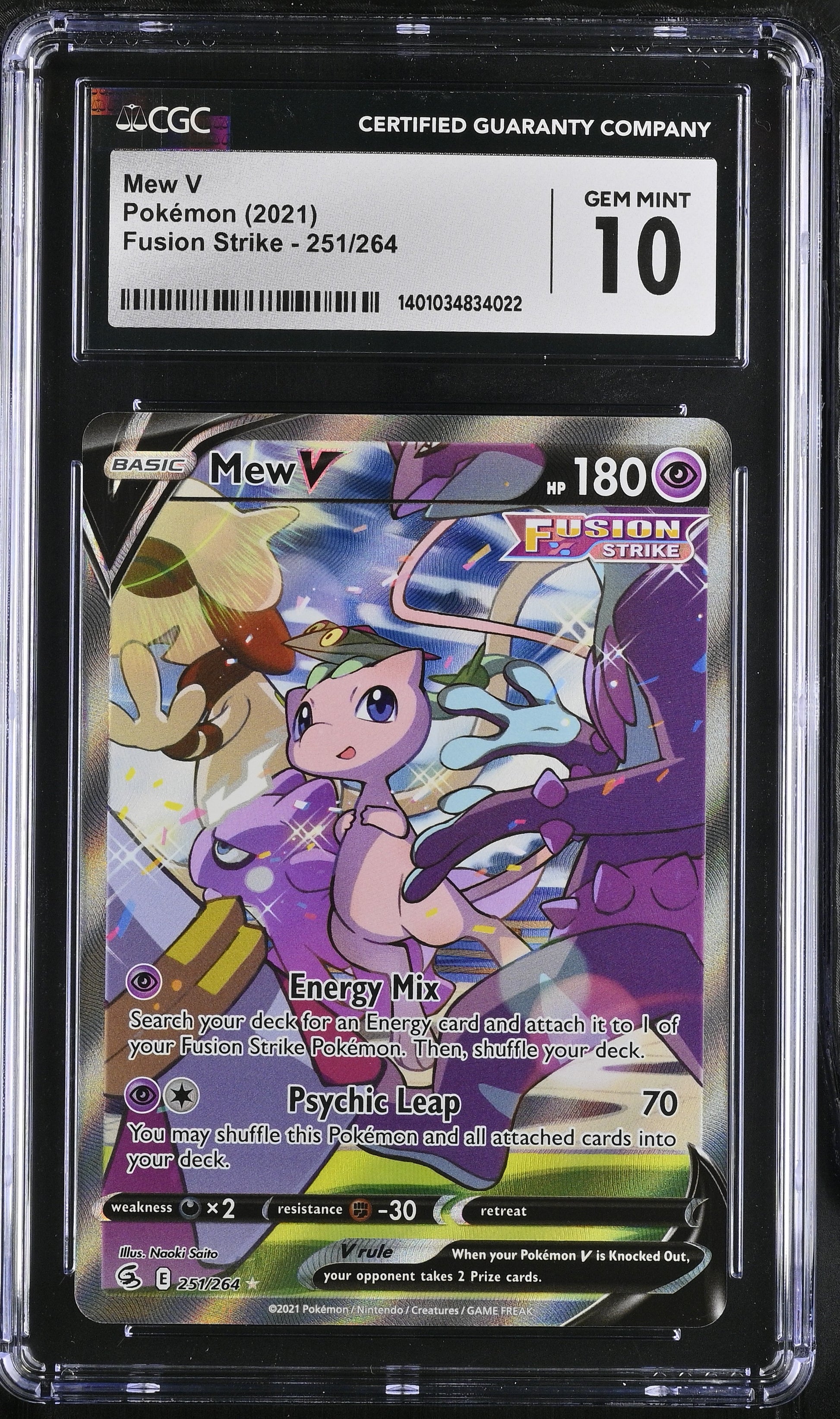 (CGC 10) Mew V 251/264 Ultra Rare Holo 2021 Pokémon Fusion Strike