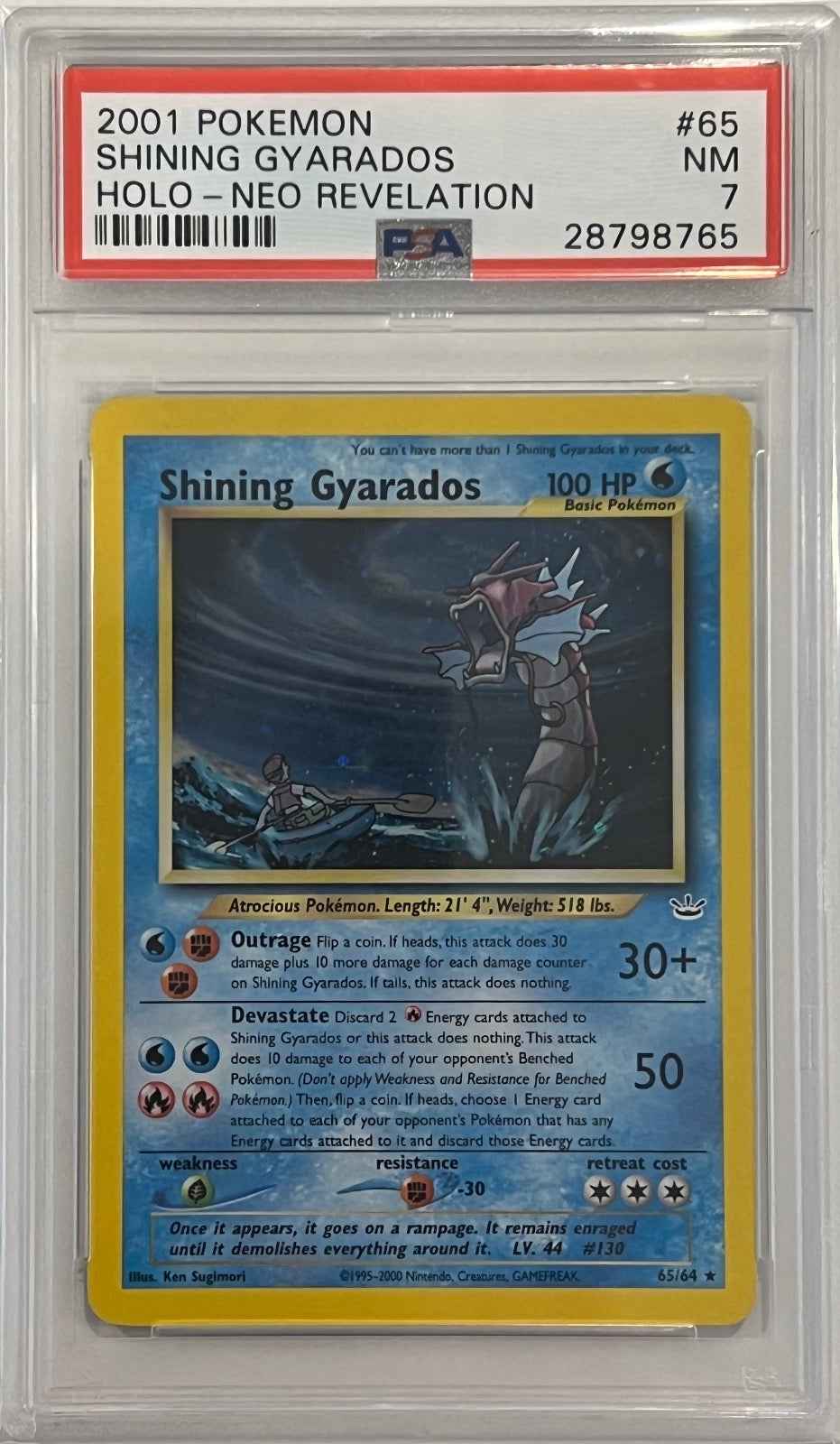 [PSA 7] Shining Gyarados Holo 65/64 2001 Pokémon Neo Revelation