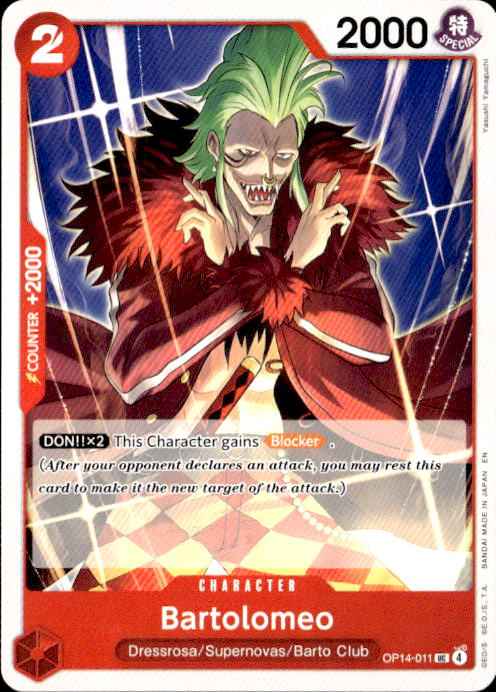 Bartolomeo OP14-011 The Azure Sea's Seven Release Event Cards One Piece NM