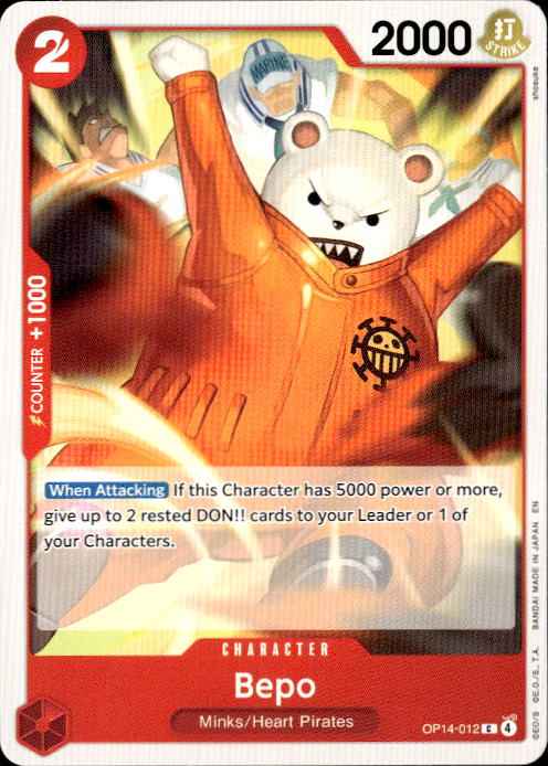 Bepo OP14-012 Common The Azure Sea's Seven Release Event Cards One Piece NM