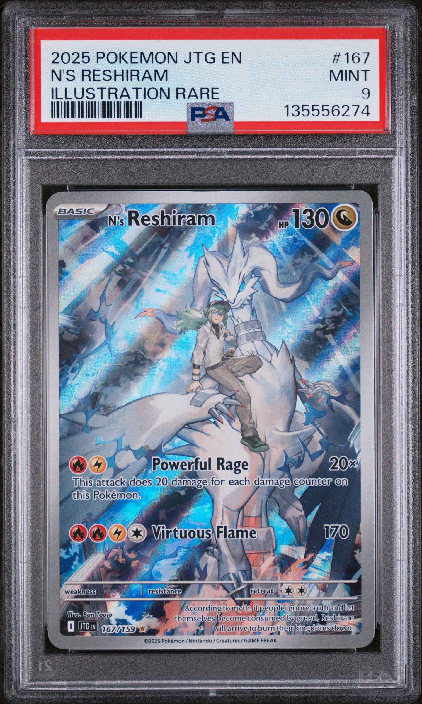 N's Reshiram 167/159 Illustration Rare Jtg En-journey Together Pokemon PSA 9