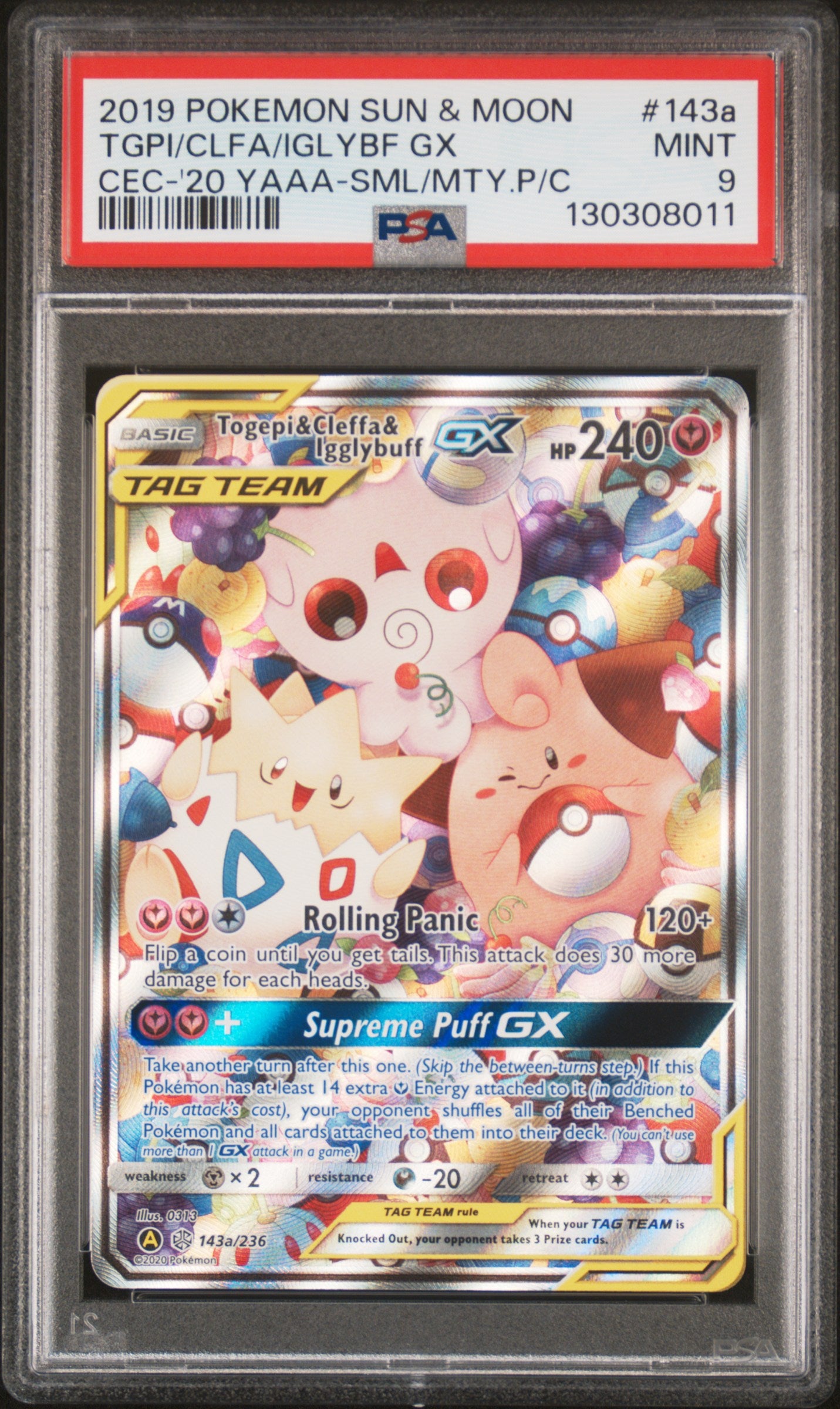 [PSA 9] Togepi & Cleffa & Igglybuff GX 143a/236 Alternate Art Promo Sun & Moon