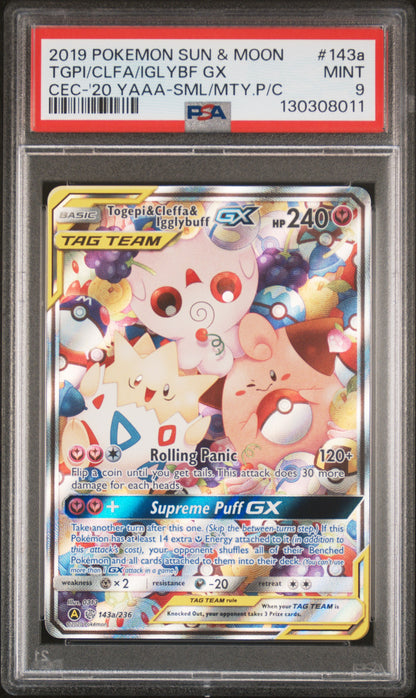 [PSA 9] Togepi & Cleffa & Igglybuff GX 143a/236 Alternate Art Promo Sun & Moon
