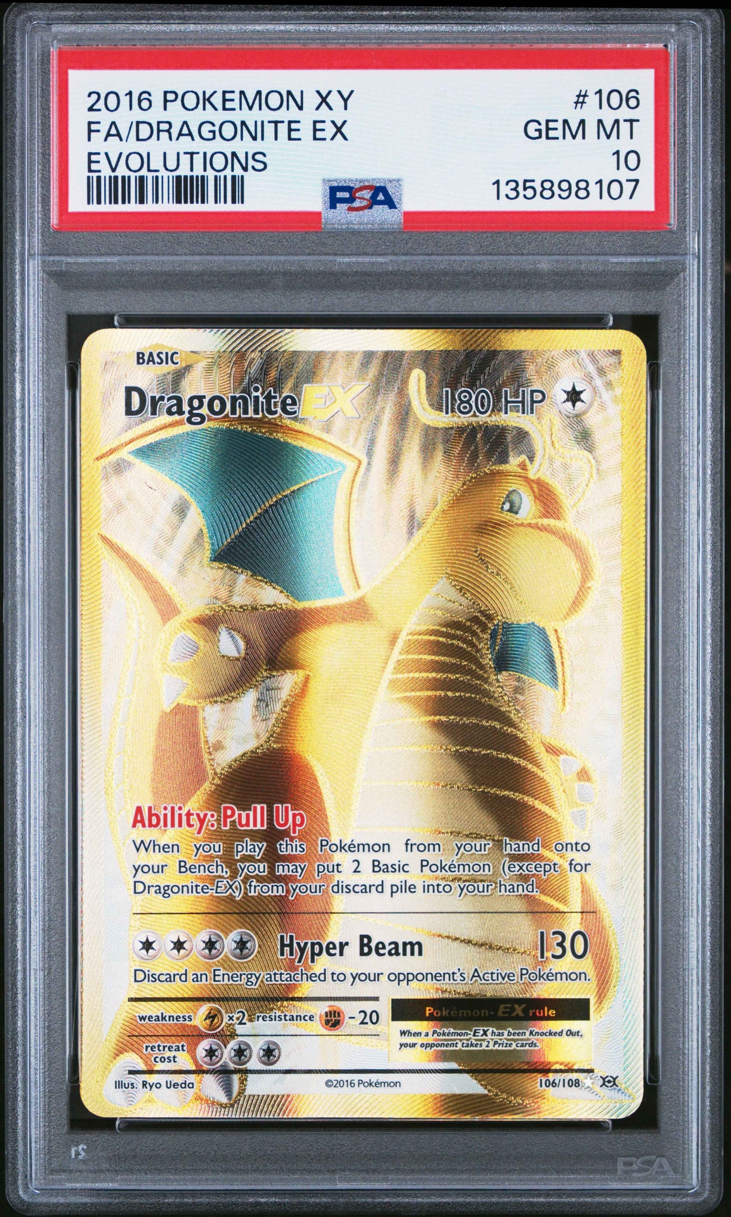 Dragonite EX 106/108 Evolutions Pokemon PSA 10