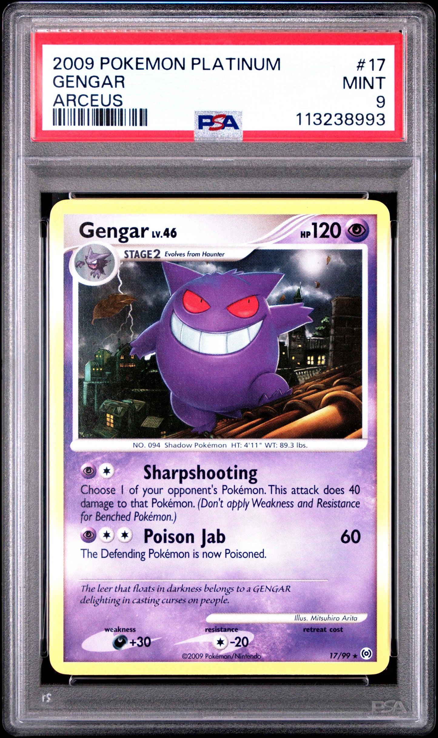 [PSA 9] Gengar 17/99 2009 Pokémon Platinum Arceus | Low Pop 74 😈